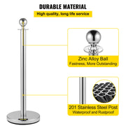 6PCS Red Rope Stanchion Silver Post Crowd Control Queue Line Barrier V952-QTGLZYSBXGZX6SE4XV0