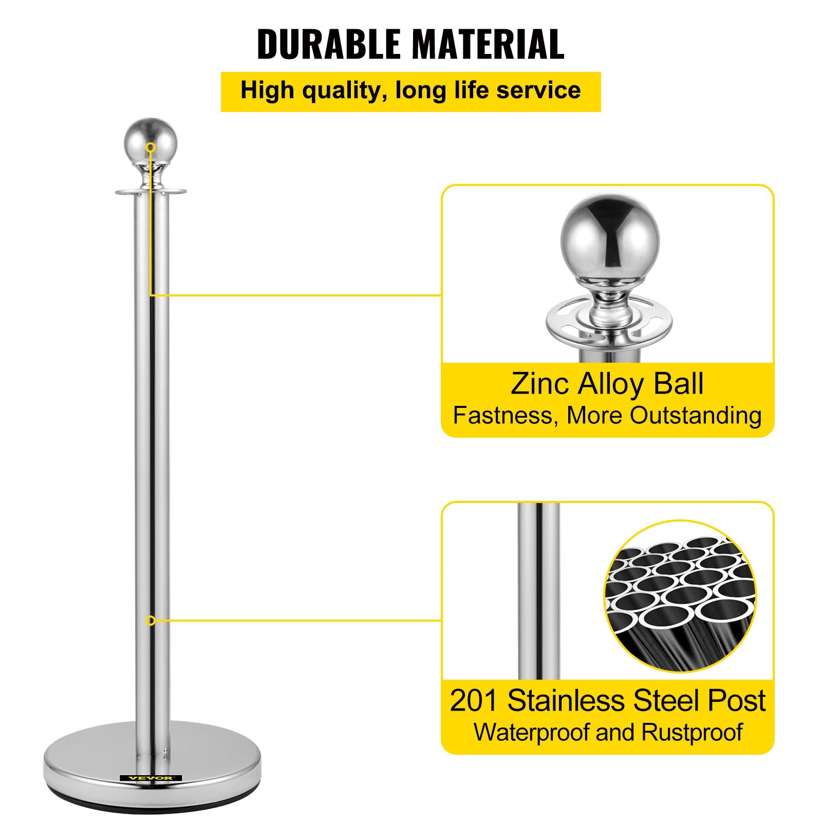 6PCS Red Rope Stanchion Silver Post Crowd Control Queue Line Barrier V952-QTGLZYSBXGZX6SE4XV0
