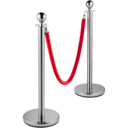 6PCS Red Rope Stanchion Silver Post Crowd Control Queue Line Barrier V952-QTGLZYSBXGZX6SE4XV0