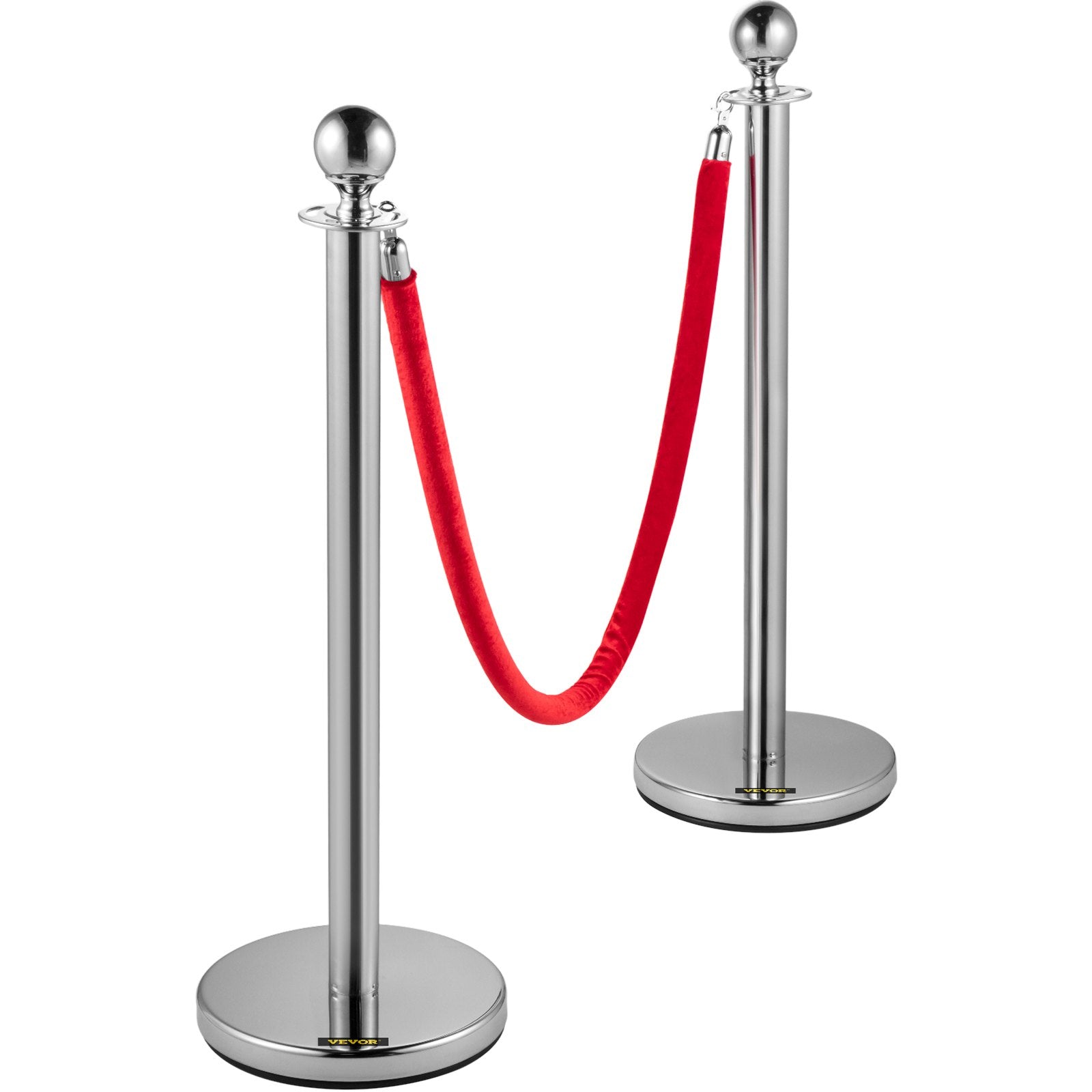6PCS Red Rope Stanchion Silver Post Crowd Control Queue Line Barrier V952-QTGLZYSBXGZX6SE4XV0