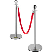 6PCS Red Rope Stanchion Silver Post Crowd Control Queue Line Barrier V952-QTGLZYSBXGZX6SE4XV0
