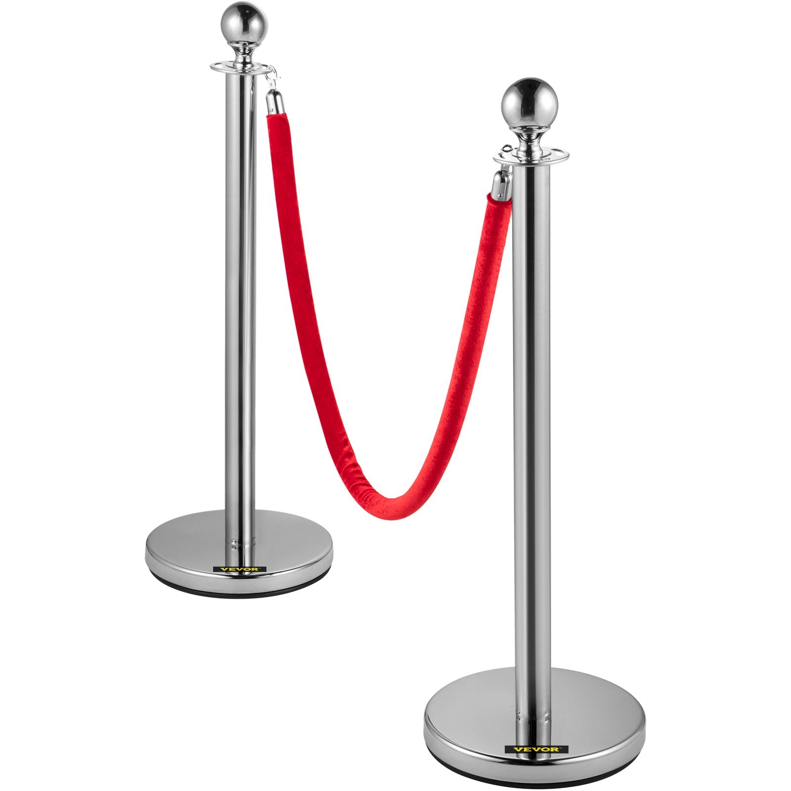 6PCS Red Rope Stanchion Silver Post Crowd Control Queue Line Barrier V952-QTGLZYSBXGZX6SE4XV0