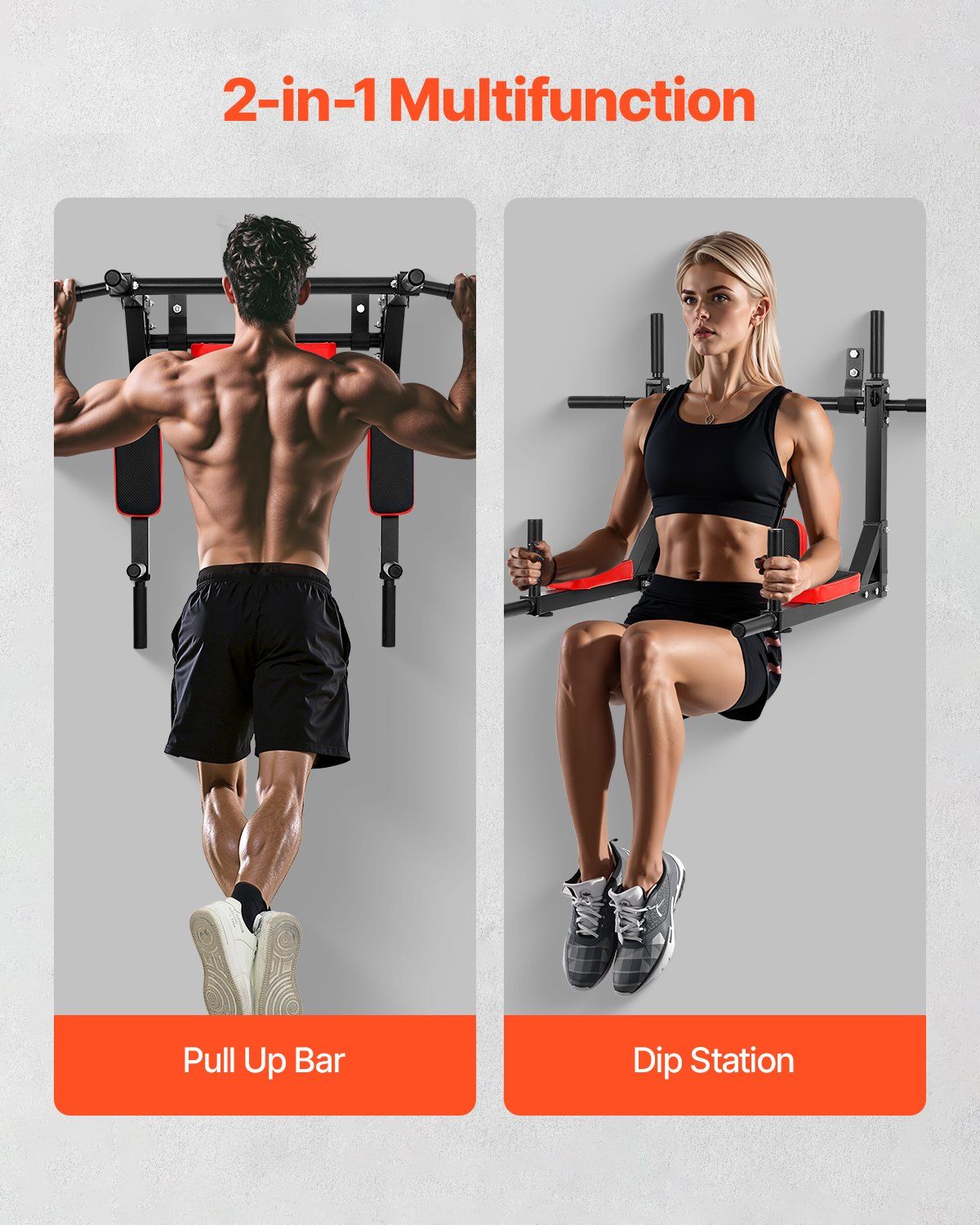 Multifunctional Pull Up Bar, Wall Mounted Chin Up Bar Dip Station for Home Gym, Heavy Duty Steel Upper Body V952-QTYTXSJBGSDG88IUW001V0