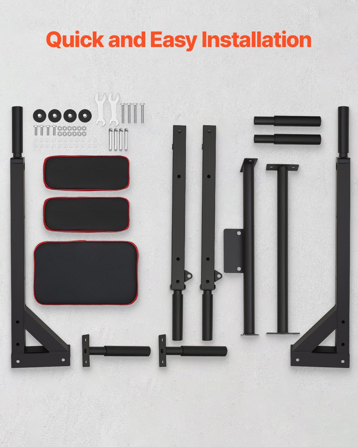 Multifunctional Pull Up Bar, Wall Mounted Chin Up Bar Dip Station for Home Gym, Heavy Duty Steel Upper Body V952-QTYTXSJBGSDG88IUW001V0