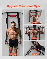 Multifunctional Pull Up Bar, Wall Mounted Chin Up Bar Dip Station for Home Gym, Heavy Duty Steel Upper Body V952-QTYTXSJBGSDG88IUW001V0