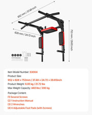 Multifunctional Pull Up Bar, Wall Mounted Chin Up Bar Dip Station for Home Gym, Heavy Duty Steel Upper Body V952-QTYTXSJBGSDG88IUW001V0