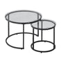 Nesting Coffee Table Set of 2, 600 mm Round Coffee Table, Glass Nesting Tables for Small Place, Modern End V952-QTZTBYXKJTT2PVR8P001V0