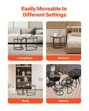 Nesting Coffee Table Set of 2, 600 mm Round Coffee Table, Glass Nesting Tables for Small Place, Modern End V952-QTZTBYXKJTT2PVR8P001V0