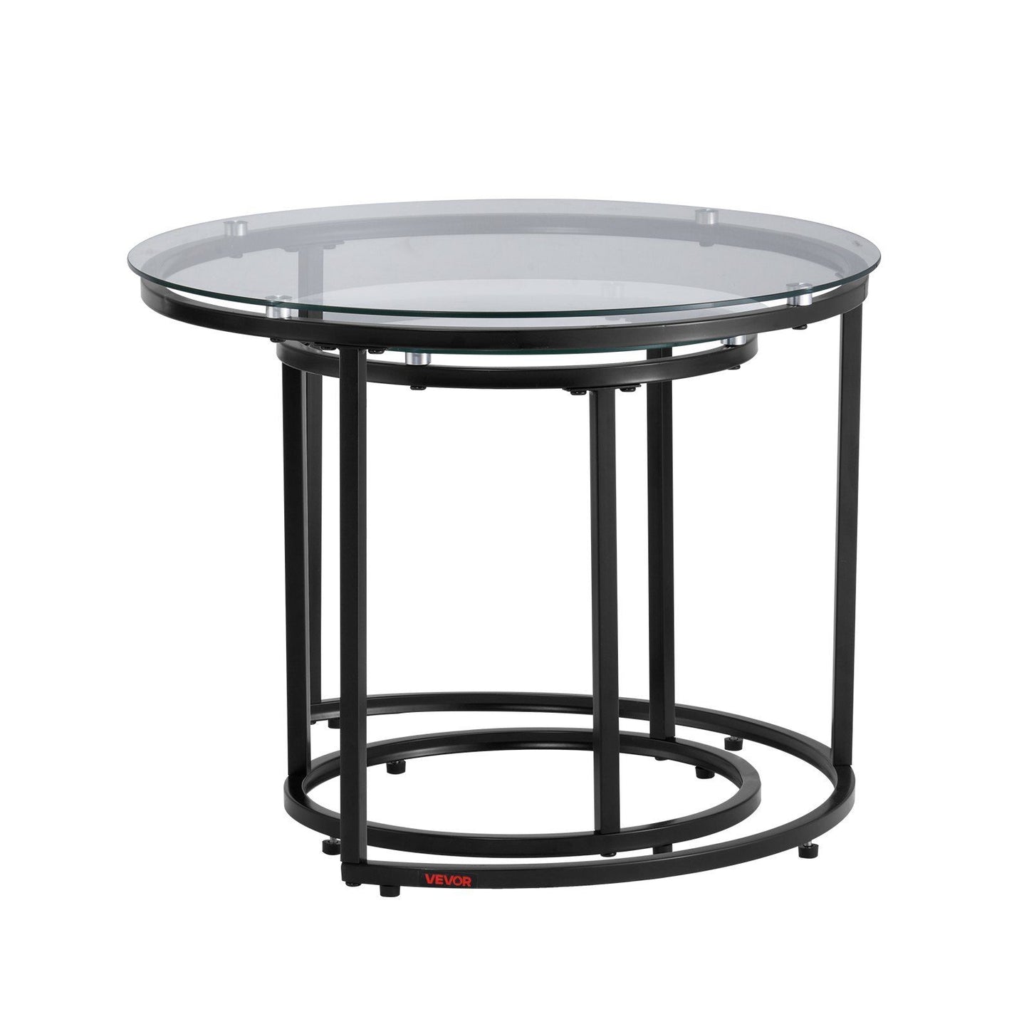 Nesting Coffee Table Set of 2, 600 mm Round Coffee Table, Glass Nesting Tables for Small Place, Modern End V952-QTZTBYXKJTT2PVR8P001V0