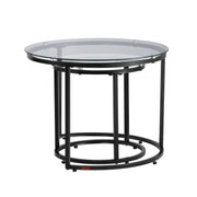 Nesting Coffee Table Set of 2, 600 mm Round Coffee Table, Glass Nesting Tables for Small Place, Modern End V952-QTZTBYXKJTT2PVR8P001V0