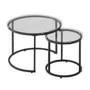 Nesting Coffee Table Set of 2, 600 mm Round Coffee Table, Glass Nesting Tables for Small Place, Modern End V952-QTZTBYXKJTT2PVR8P001V0
