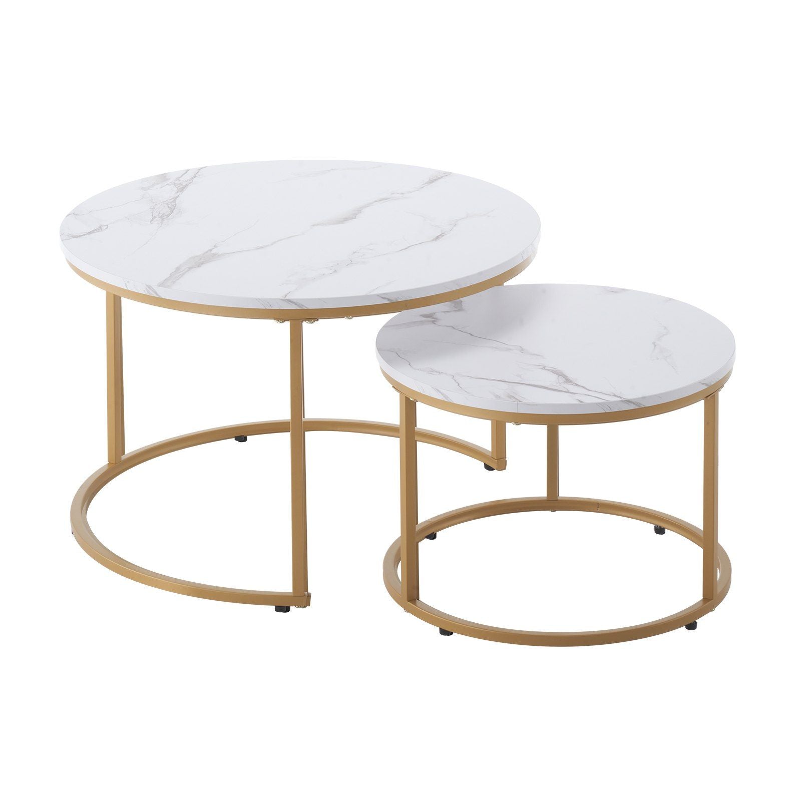 Nesting Coffee Table Set of 2, 700 mm Round Coffee Table, Nesting Tables for Small Place, Vintage End Side V952-QTZTMYXKJTT2V611W001V0