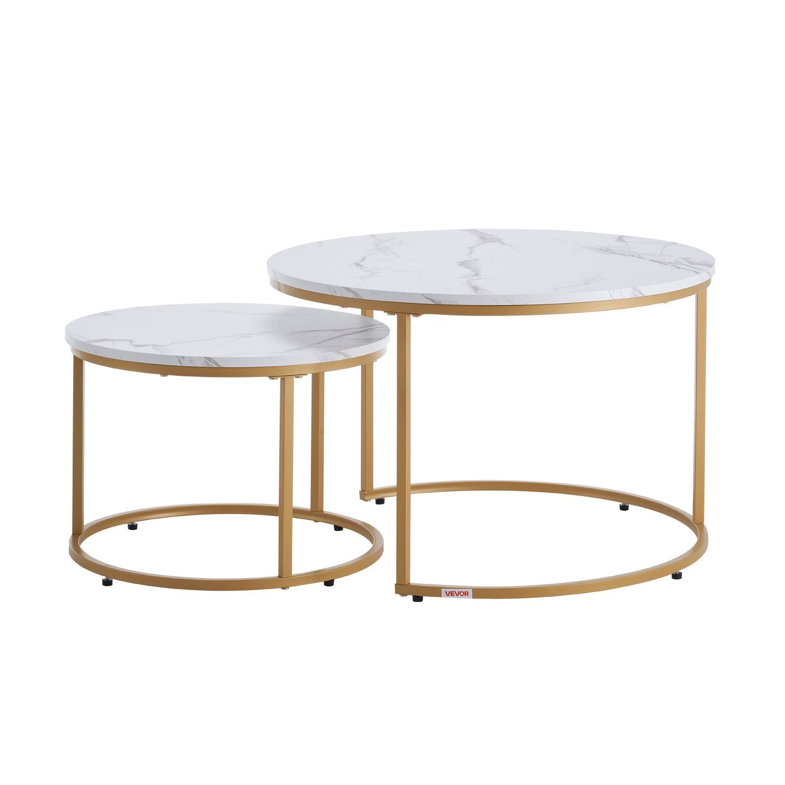 Nesting Coffee Table Set of 2, 700 mm Round Coffee Table, Nesting Tables for Small Place, Vintage End Side V952-QTZTMYXKJTT2V611W001V0