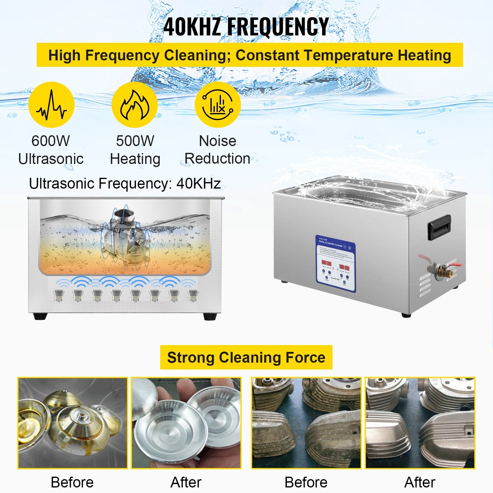 Digital Ultrasonic Cleaner 30L Ultrasonic Cleaning Machine 40kHz Sonic Cleaner Machine 316 & 304 Stainless V952-QX30L316-220VBWIVV3