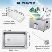 Digital Ultrasonic Cleaner 30L Ultrasonic Cleaning Machine 40kHz Sonic Cleaner Machine 316 & 304 Stainless V952-QX30L316-220VBWIVV3