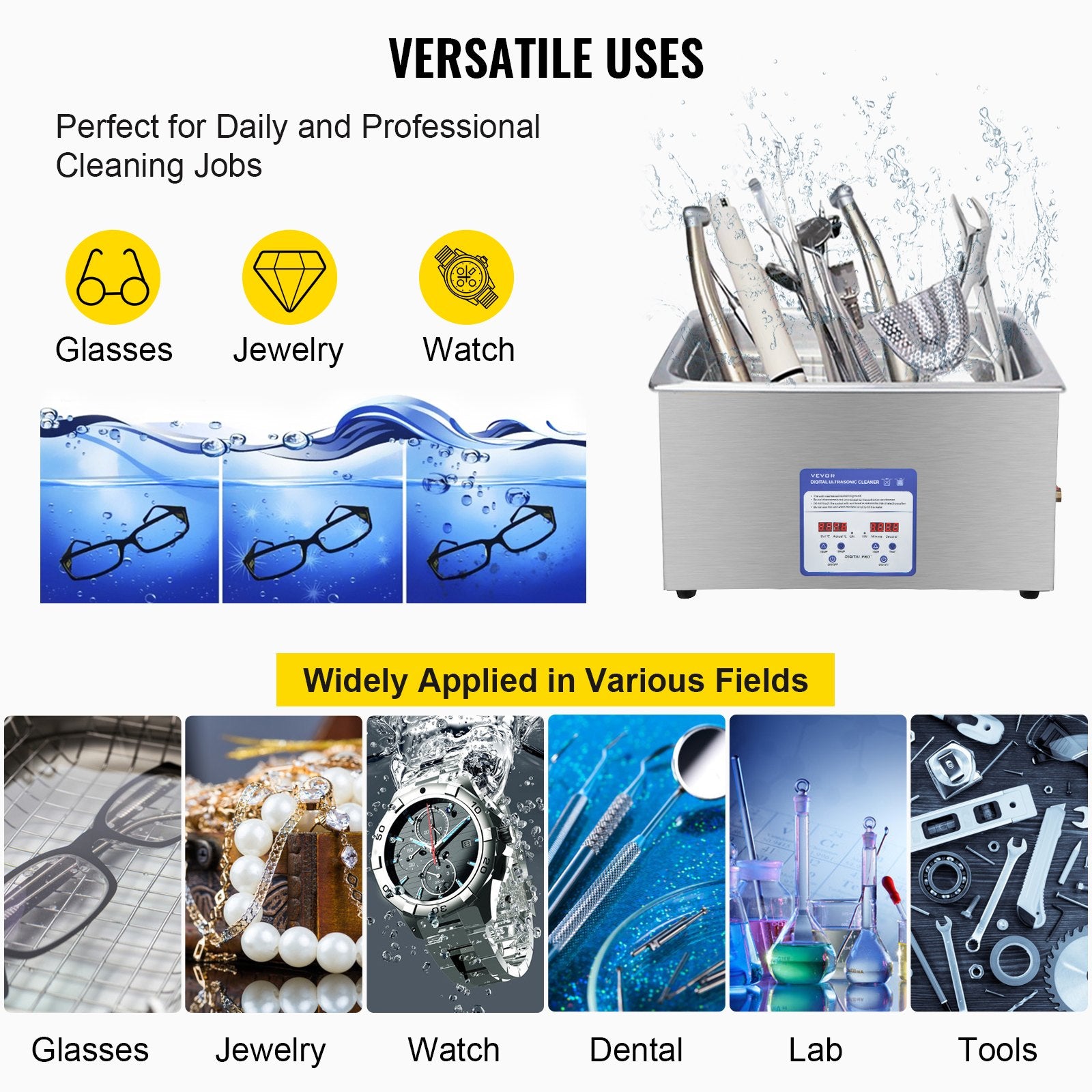 Digital Ultrasonic Cleaner 30L Ultrasonic Cleaning Machine 40kHz Sonic Cleaner Machine 316 & 304 Stainless V952-QX30L316-220VBWIVV3