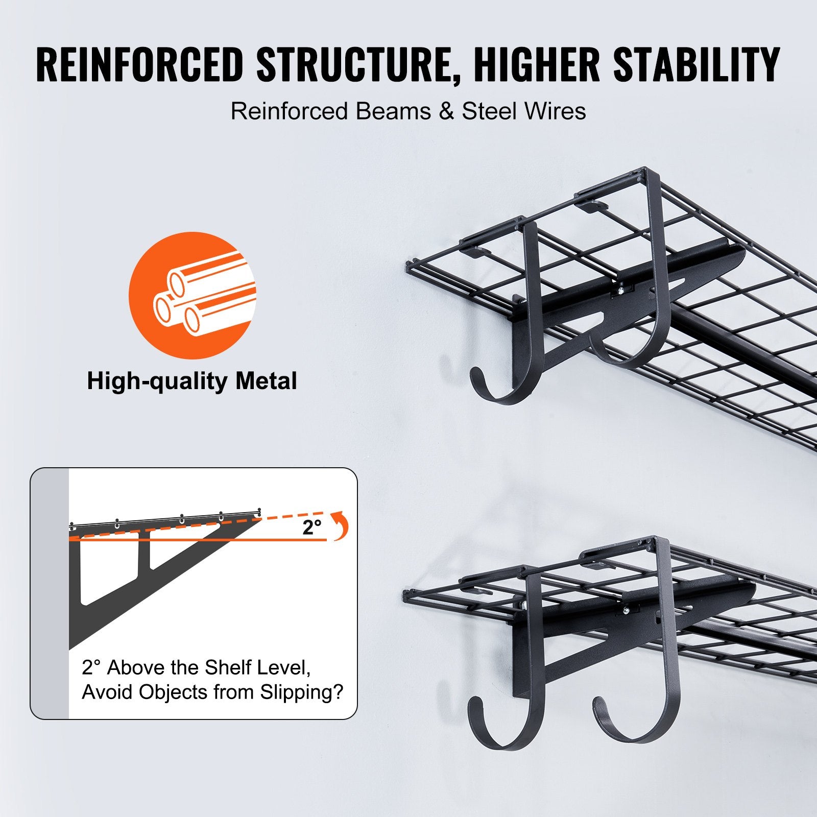 Garage Storage Shelving, 2 Pack, 48 x 12 in Heavy Duty Garage Shelves Wall Mounted, 400 lbs Load V952-QXCKGBDHSSC48L638V0