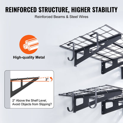 Garage Storage Shelving, 2 Pack, 183 x 61 cm Heavy Duty Garage Shelves Wall Mounted, 454 kg Load V952-QXCKGBDHSSC725OF5V0