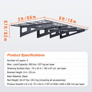 Garage Storage Shelving, 2 Pack, 183 x 61 cm Heavy Duty Garage Shelves Wall Mounted, 454 kg Load V952-QXCKGBDHSSC725OF5V0