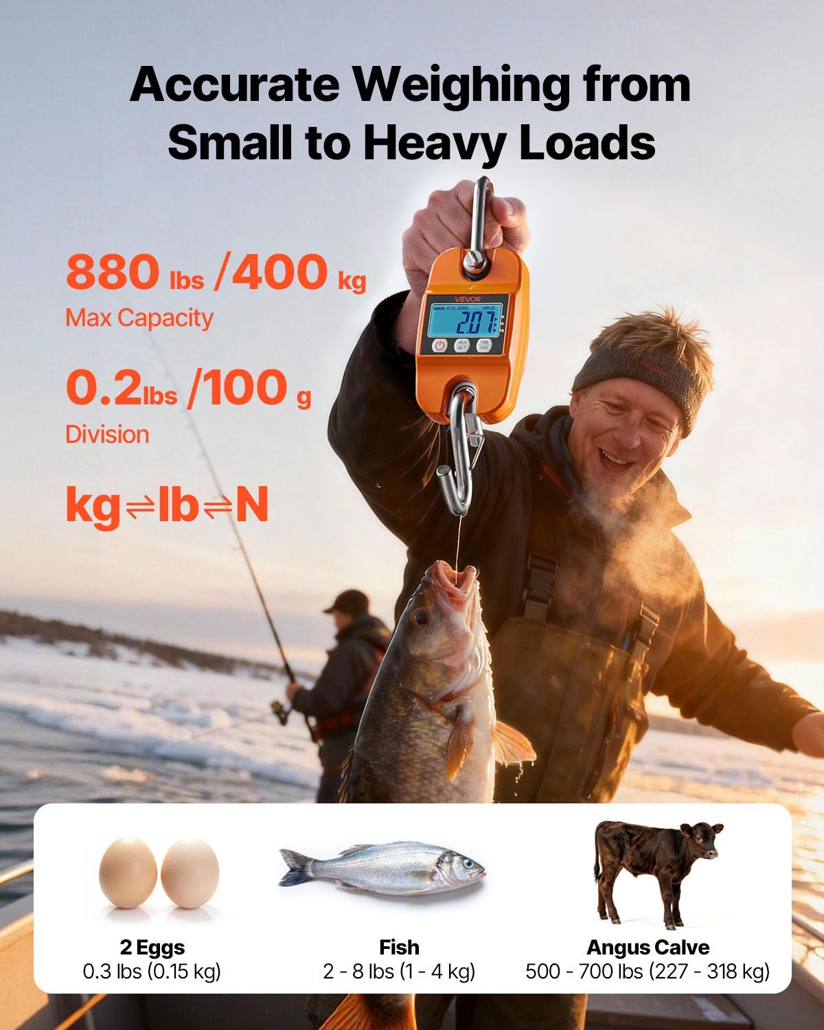 Digital Crane Scale, 880 lbs/400 kg Max Capacity, Handheld Hanging Scale with Cast Aluminum Case & LCD V952-QXDCDZK50GSL39EAN001V9