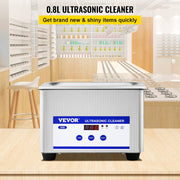 0.8L Professional Ultrasonic Cleaner 304 Stainless Steel Digital Lab Ultrasonic Cleaner with Timer for V952-QXJ0.8LCSB0000001V3