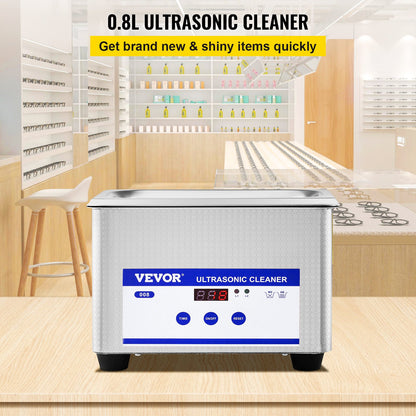 0.8L Professional Ultrasonic Cleaner 304 Stainless Steel Digital Lab Ultrasonic Cleaner with Timer for V952-QXJ0.8LCSB0000001V3