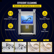 0.8L Professional Ultrasonic Cleaner 304 Stainless Steel Digital Lab Ultrasonic Cleaner with Timer for V952-QXJ0.8LCSB0000001V3