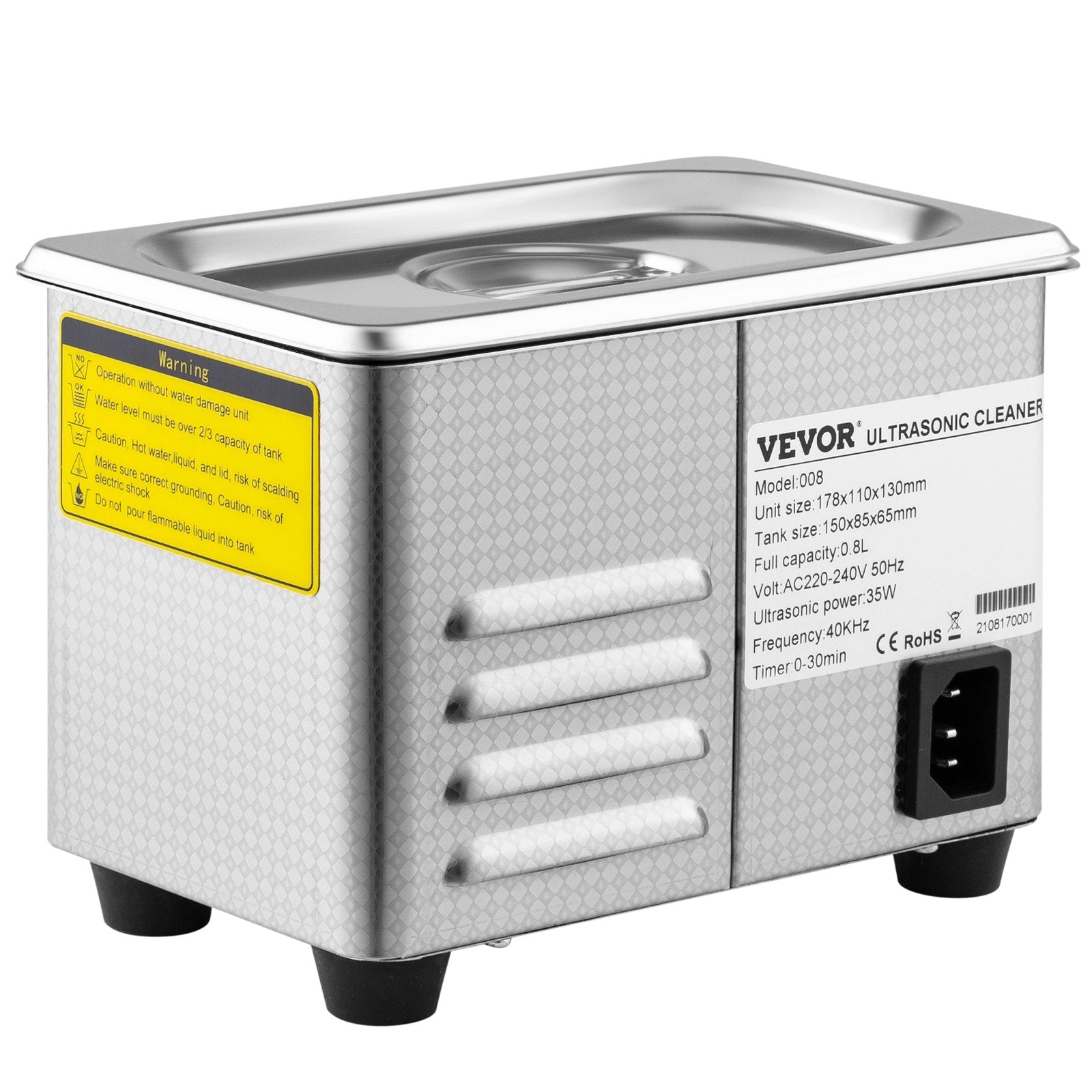 0.8L Professional Ultrasonic Cleaner 304 Stainless Steel Digital Lab Ultrasonic Cleaner with Timer for V952-QXJ0.8LCSB0000001V3