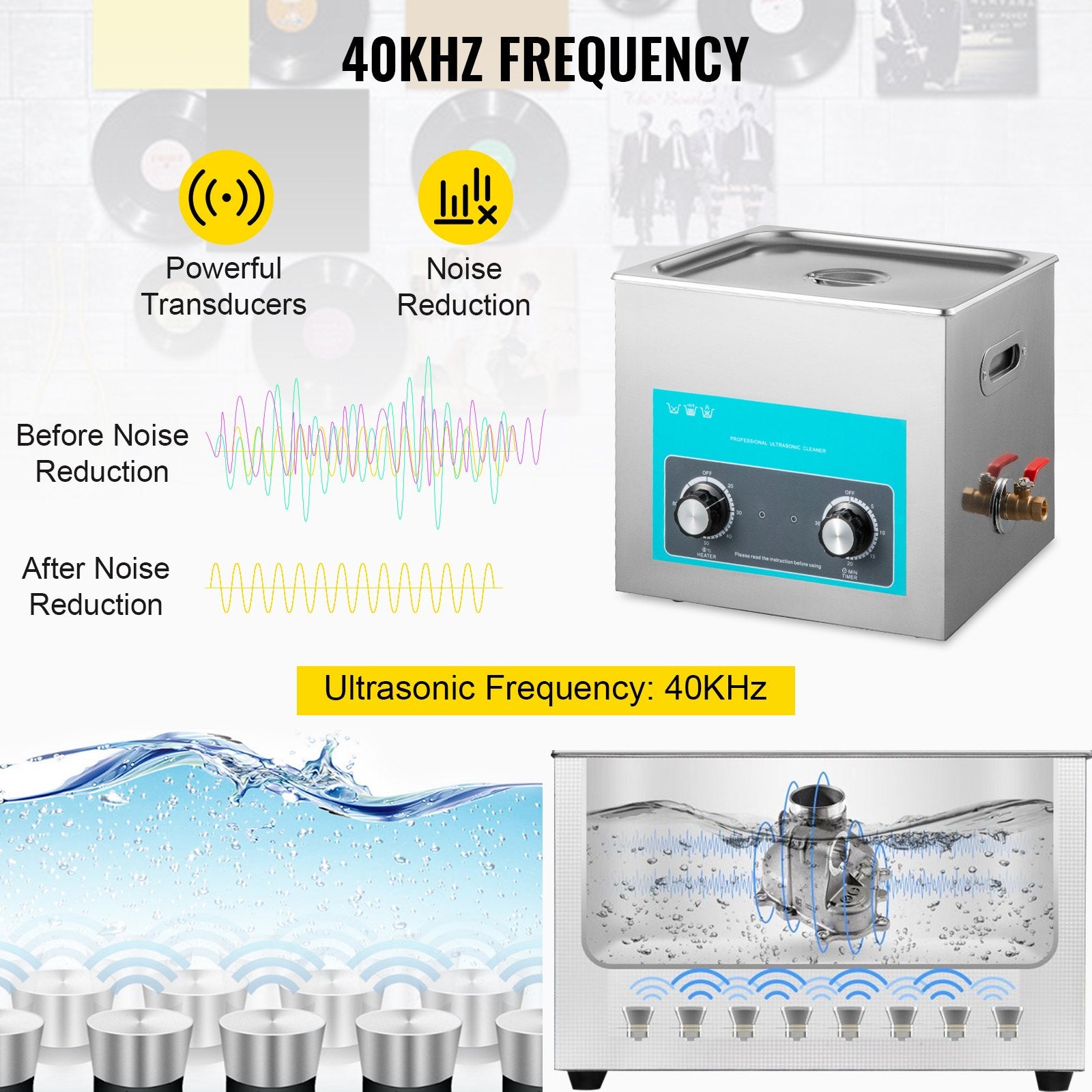 Ultrasonic Jewelry Cleaner with Heater Timer for Cleaning Eyeglass Rings Dentures Music Instruments V952-QXJ10LXNS00000001V3