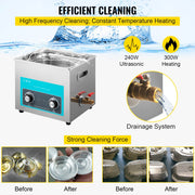 Ultrasonic Jewelry Cleaner with Heater Timer for Cleaning Eyeglass Rings Dentures Music Instruments V952-QXJ10LXNS00000001V3