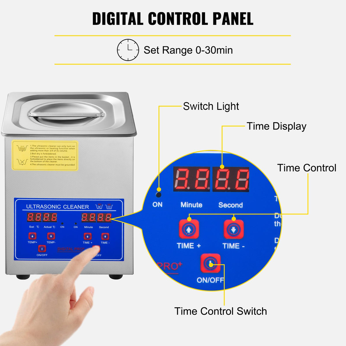 Ultrasonic Cleaner 1.3 L Ultrasonic Parts Cleaner with Heater Timer, V952-QXJ1.3LCSB0000001V3