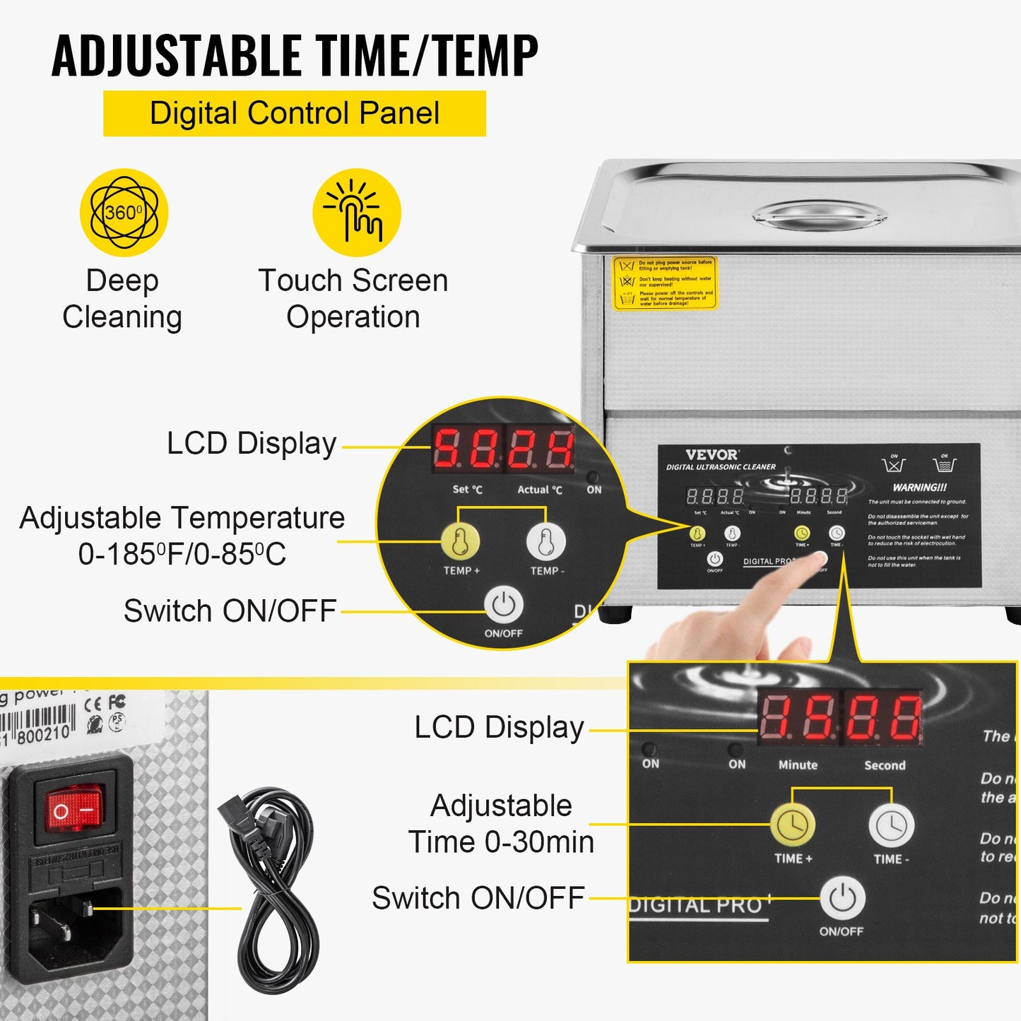 Digital Ultrasonic Cleaner 3L Ultrasonic Cleaning Machine 220V 50kHz Sonic Cleaner Machine 304 Stainless V952-QXJ3LNXMHMBAC0001V3