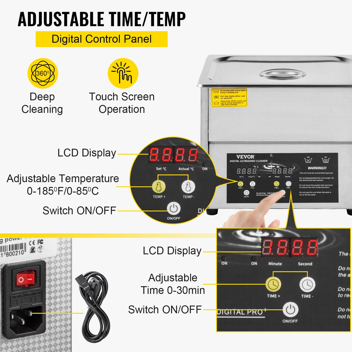 Digital Ultrasonic Cleaner 3L Ultrasonic Cleaning Machine 220V 50kHz Sonic Cleaner Machine 304 Stainless V952-QXJ3LNXMHMBAC0001V3