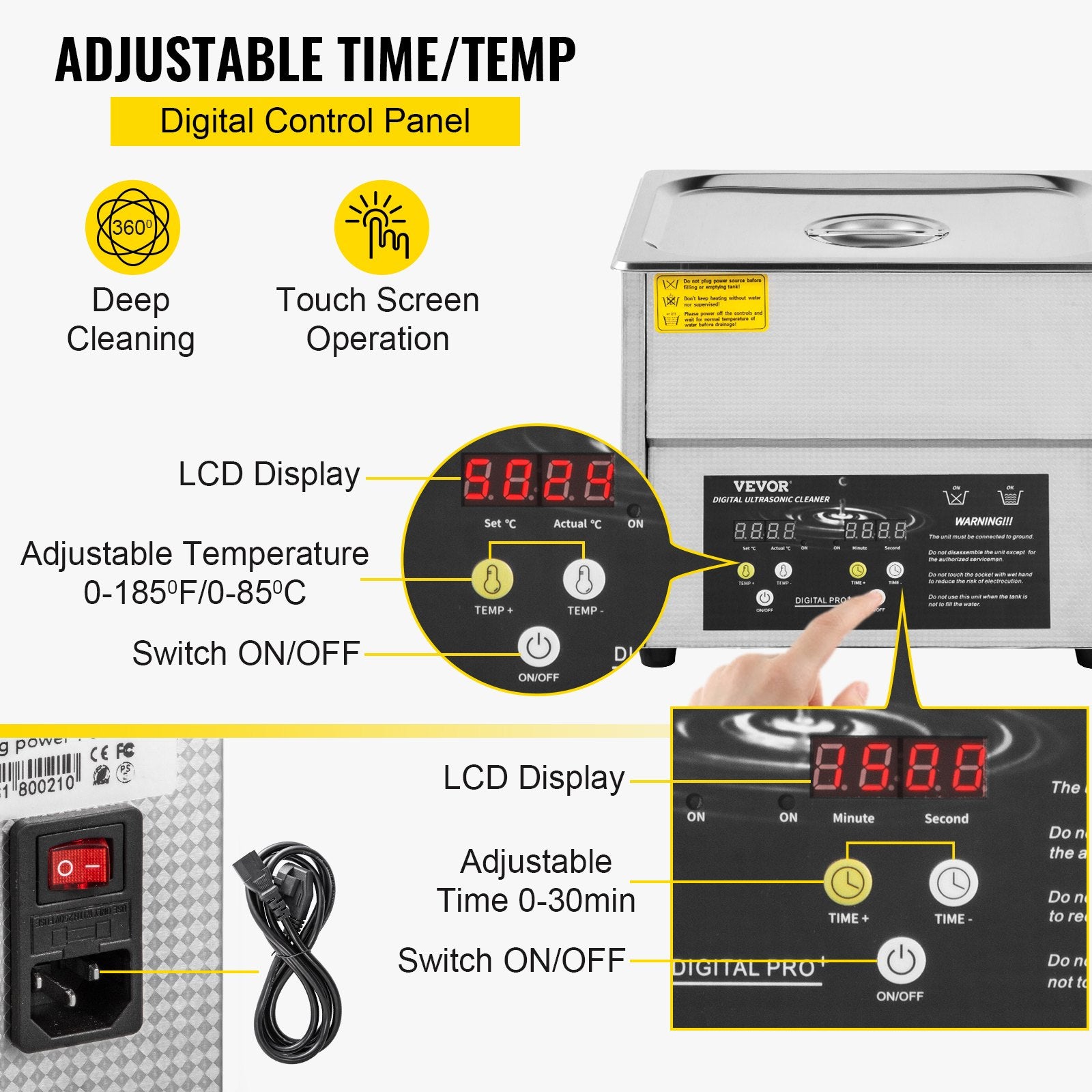 Digital Ultrasonic Cleaner 3L Ultrasonic Cleaning Machine 220V 50kHz Sonic Cleaner Machine 304 Stainless V952-QXJ3LNXMHMBAC0001V3