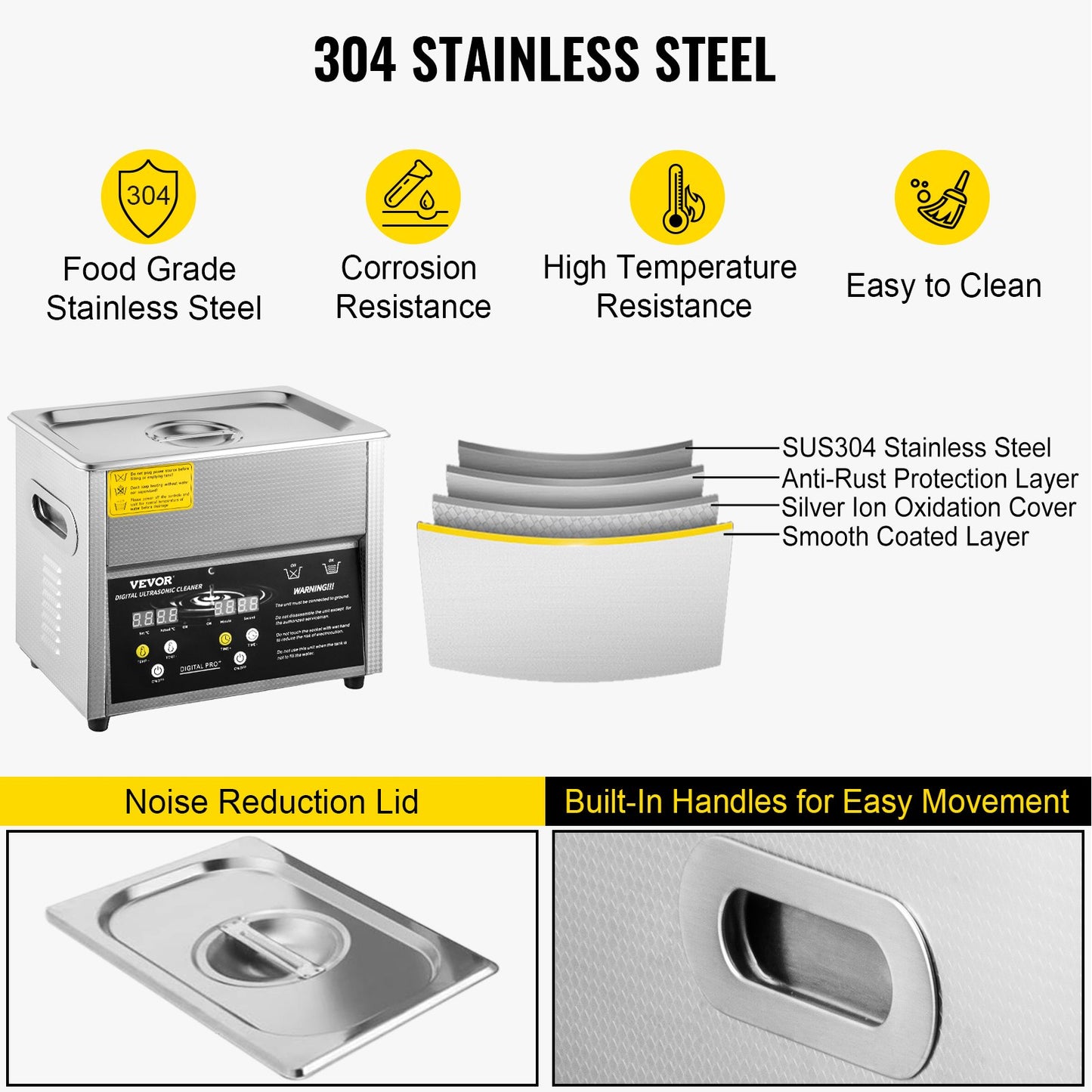 Digital Ultrasonic Cleaner 3L Ultrasonic Cleaning Machine 220V 50kHz Sonic Cleaner Machine 304 Stainless V952-QXJ3LNXMHMBAC0001V3