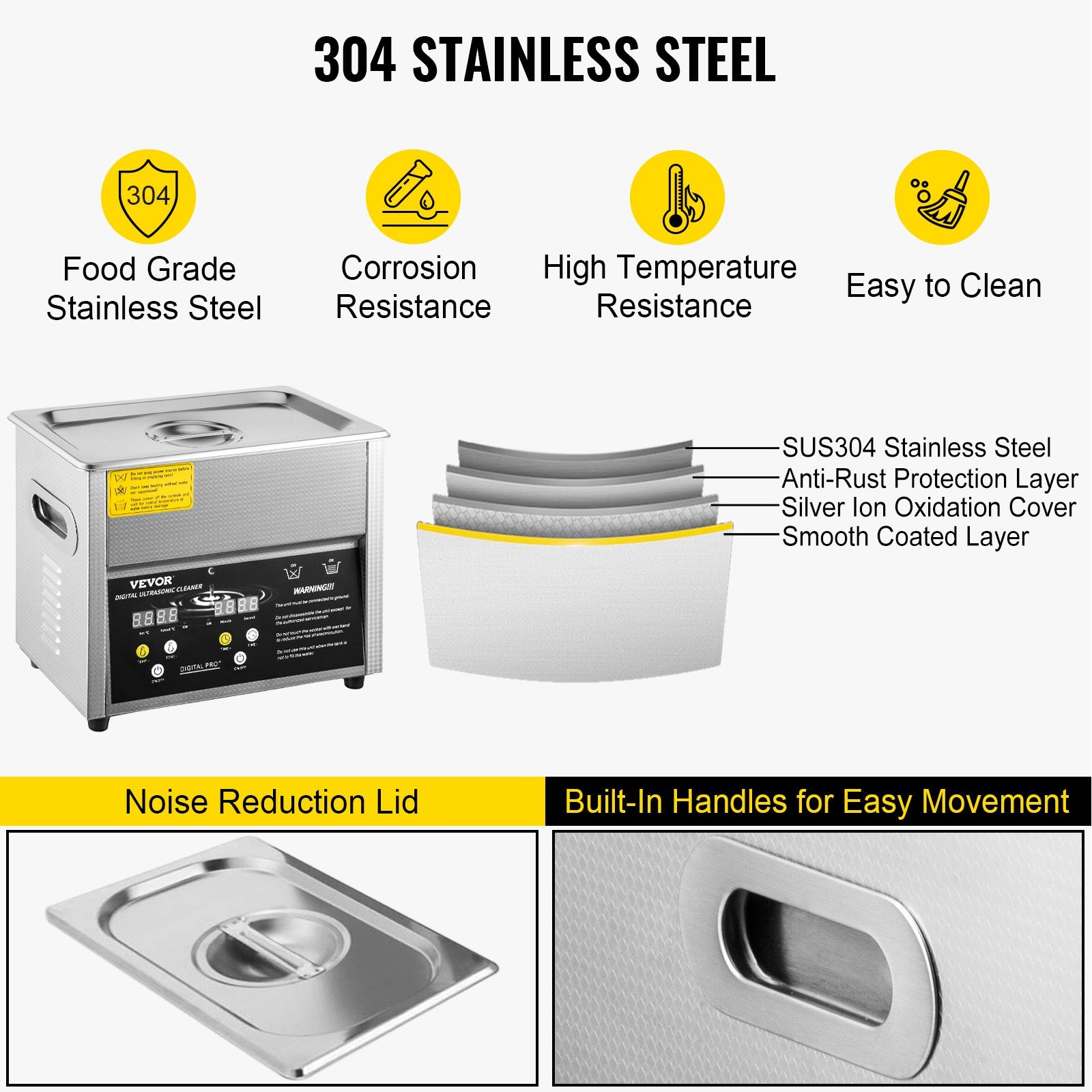 Digital Ultrasonic Cleaner 3L Ultrasonic Cleaning Machine 220V 50kHz Sonic Cleaner Machine 304 Stainless V952-QXJ3LNXMHMBAC0001V3