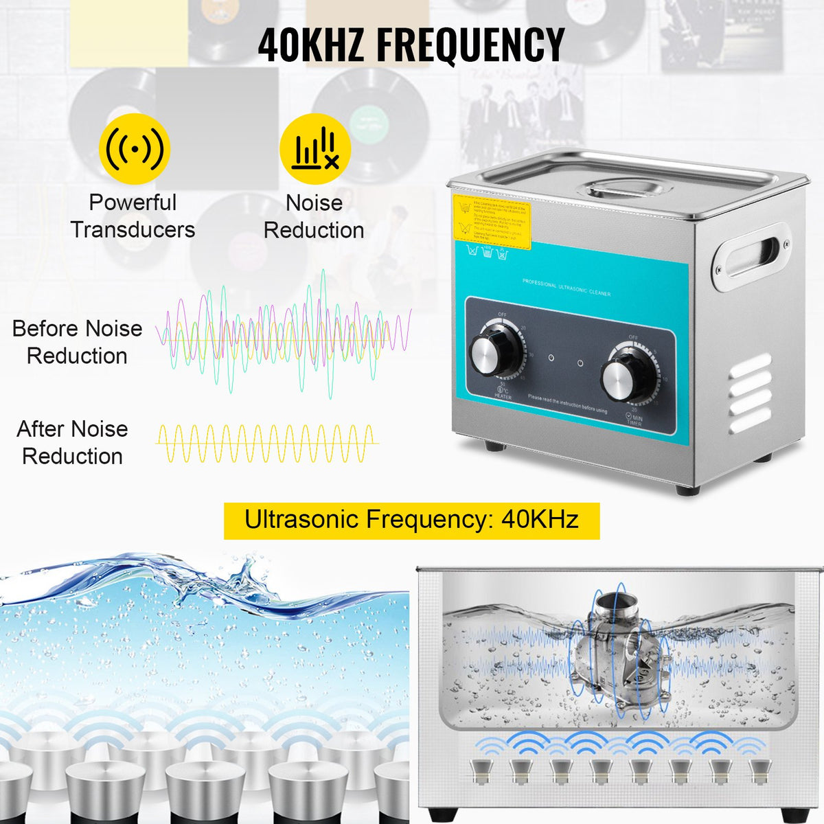 Knob Ultrasonic Cleaner 3L 40kHz Ultrasonic Cleaning Machine Knob Control Sonic Cleaner 304 Stainless Steel V952-QXJSXNQXJ3L000001V3