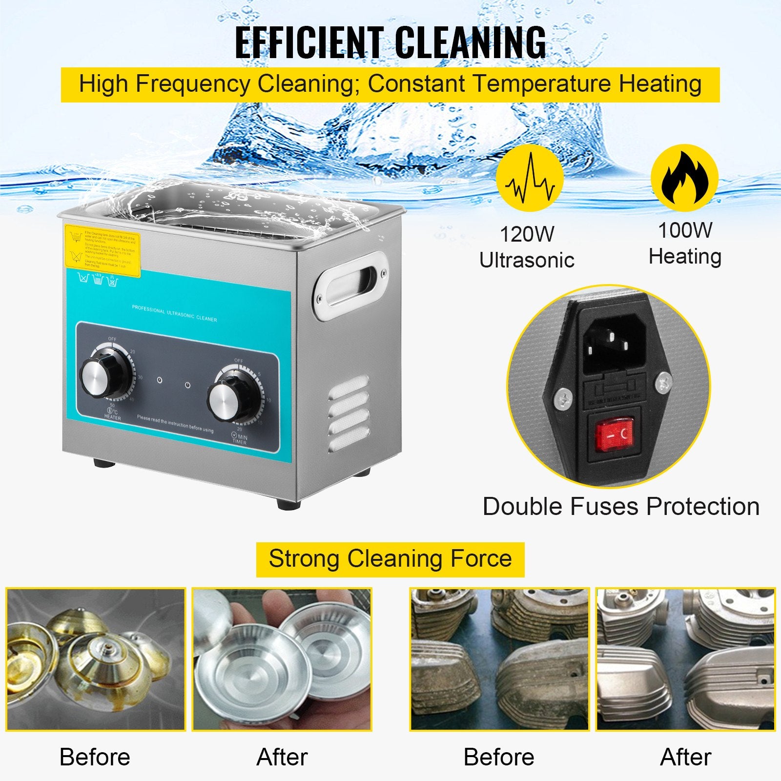 Knob Ultrasonic Cleaner 3L 40kHz Ultrasonic Cleaning Machine Knob Control Sonic Cleaner 304 Stainless Steel V952-QXJSXNQXJ3L000001V3