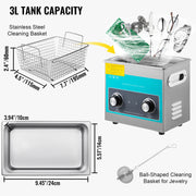 Knob Ultrasonic Cleaner 3L 40kHz Ultrasonic Cleaning Machine Knob Control Sonic Cleaner 304 Stainless Steel V952-QXJSXNQXJ3L000001V3