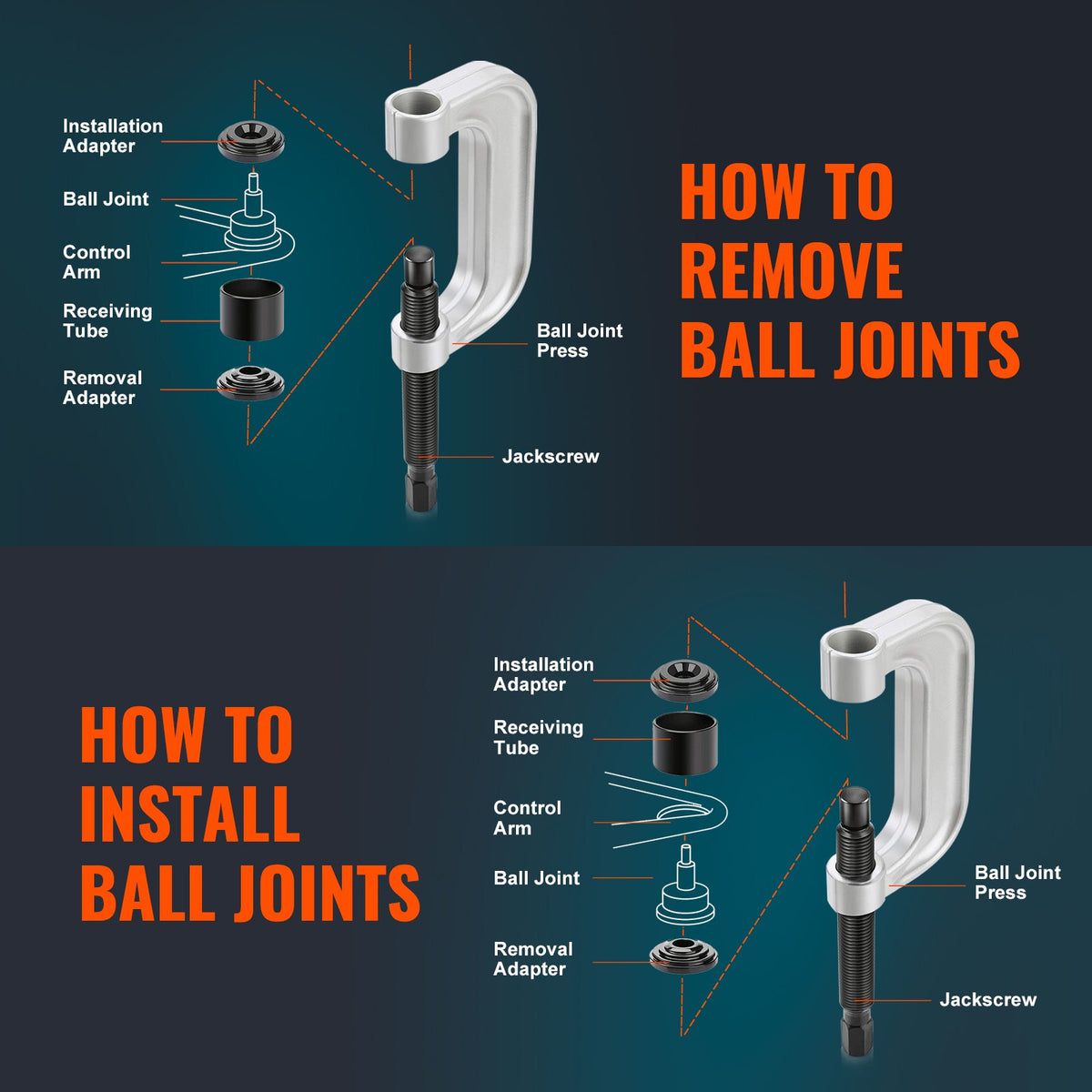 Ball Joint Press Kit, 25 pcsTool Kit, C-press Ball joint Remove and Install Tools, for Most 2WD and 4WD Cars, V952-QXJTYLJTJZXDGG6APV0