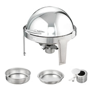 Roll Top Chafing Dish Buffet Set, 5.5L 2 Pack, Stainless Steel Chafer with 2 Full Size Pans, Round Catering V952-QXKCLJTQX26QT6HT8V0
