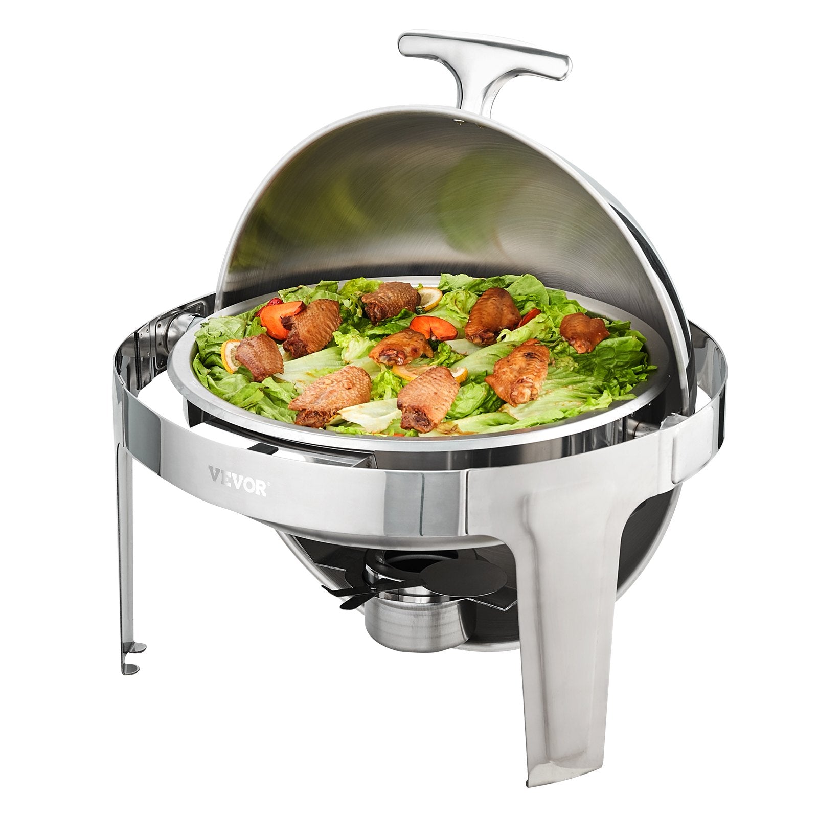 Roll Top Chafing Dish Buffet Set, 5.5L 2 Pack, Stainless Steel Chafer with 2 Full Size Pans, Round Catering V952-QXKCLJTQX26QT6HT8V0