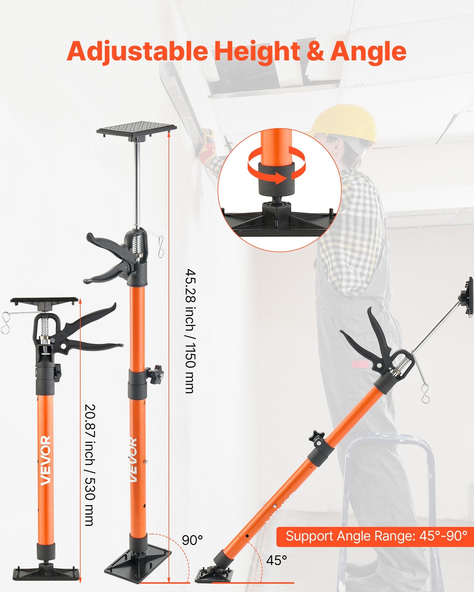 Cabinet Jack Support Pole, 2-Pack, 54-155 cm Steel Telescopic Quick Support Rod, Adjustable 3rd Hand System V952-QXKSCG2PCS19OZBOL001V0