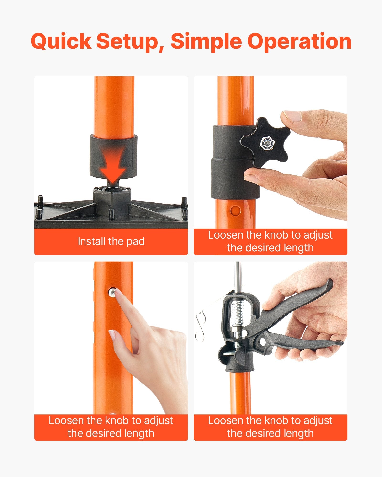 Cabinet Jack Support Pole, 2-Pack, 54-155 cm Steel Telescopic Quick Support Rod, Adjustable 3rd Hand System V952-QXKSCG2PCS19OZBOL001V0