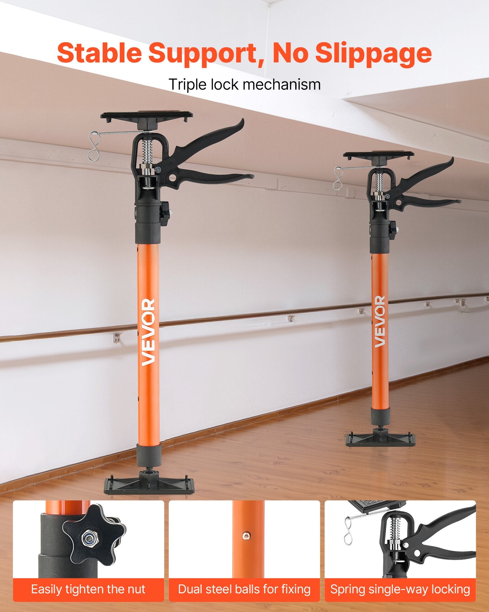 Cabinet Jack Support Pole, 2-Pack, 54-155 cm Steel Telescopic Quick Support Rod, Adjustable 3rd Hand System V952-QXKSCG2PCS19OZBOL001V0