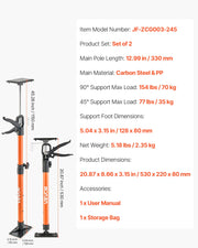 Cabinet Jack Support Pole, 2-Pack, 54-155 cm Steel Telescopic Quick Support Rod, Adjustable 3rd Hand System V952-QXKSCG2PCS19OZBOL001V0