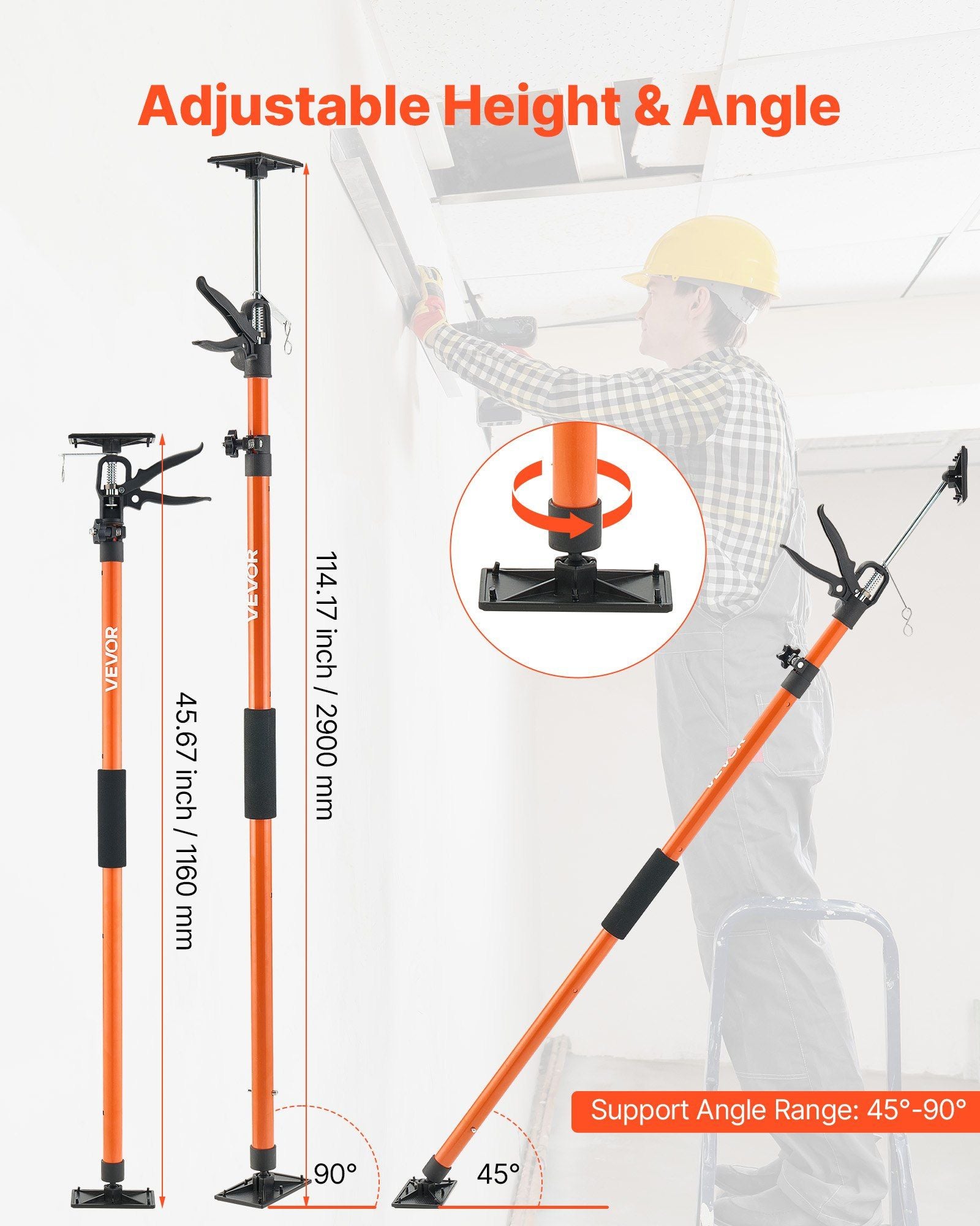 Cabinet Jack Support Pole, 2-Pack, 116-290 cm Steel Telescopic Quick Support Rod, Adjustable 3rd Hand System V952-QXKSCG2PCS45I1VOG001V0