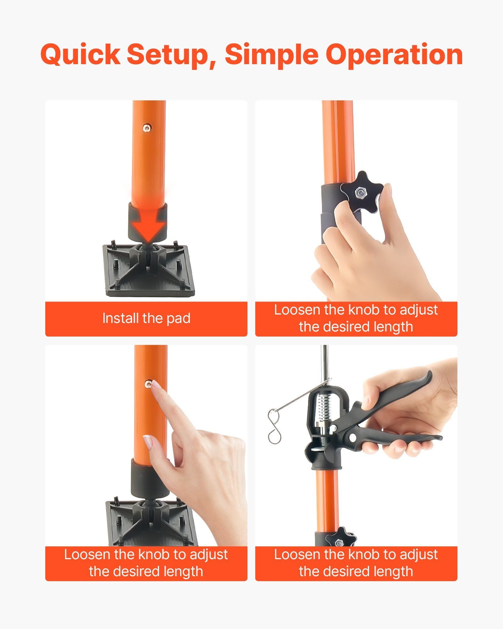 Cabinet Jack Support Pole, 2-Pack, 116-290 cm Steel Telescopic Quick Support Rod, Adjustable 3rd Hand System V952-QXKSCG2PCS45I1VOG001V0