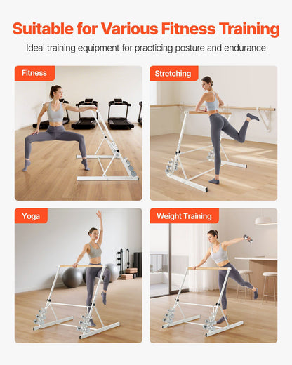 Ballet Barre, Freestanding Portable Barre Bar, Home Fitness Exercise Equipment for Abs, Arms, Strength, and V952-QXLDBLWG1GHG5HME3001V0