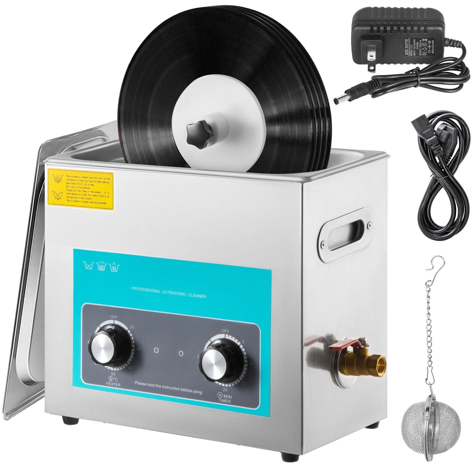 Ultrasonic Vinyl Record Cleaner 6L 40kHz Vinyl Ultrasonic Cleaning Machine Knob Control Record Ultrasonic V952-QXNGDHJ6L220VHT2LV3